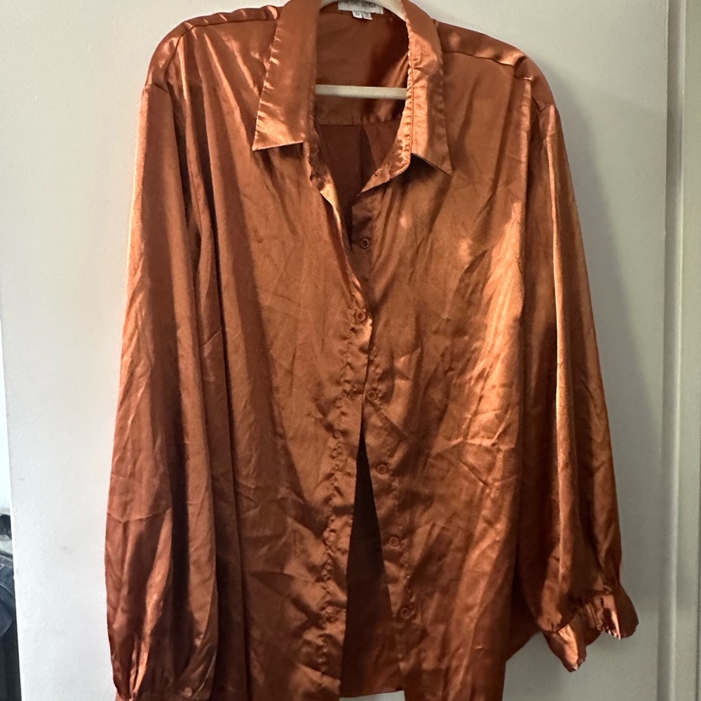 ASOS Curve Orange Oversized Notched Collar Blouse